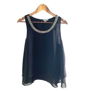 Black Monteau Sleeveless jewel tank•